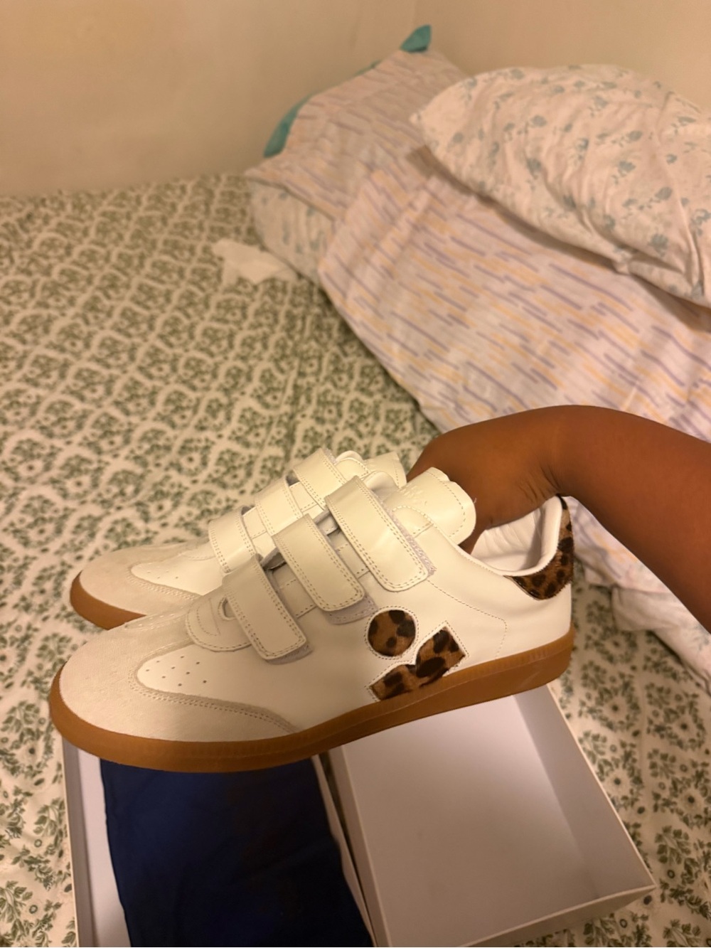 Isabel Marant Cream Sneakers with Leopard Heel - Picture 2 of 5